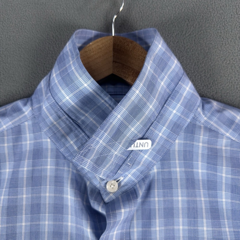 UNTUCKit Shirt Mens XL Blue White Plaid Slim Fit Brooks Smart Casual Office - Picture 5 of 10